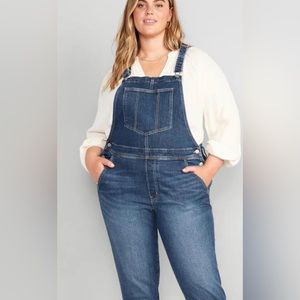 Old Navy Western Plus Size Dark Wash Overalls in Orchid Coastal Cowgirl 90s